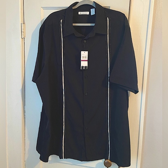Cubavera Men’s Short Sleeve Button Down Shirt Black Stripe 2XLT Big & Tall NWT - Picture 5 of 14